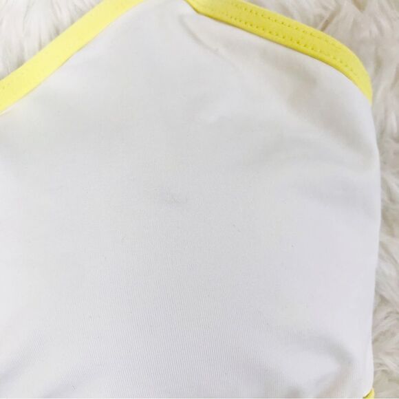 L*SPACE Pamela Racerback Bikini Top White Yellow Colorblock Bralette Size XL New - Picture 8 of 9